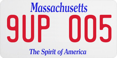 MA license plate 9UP005