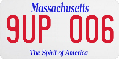 MA license plate 9UP006
