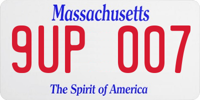 MA license plate 9UP007
