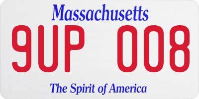 MA license plate 9UP008