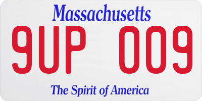 MA license plate 9UP009