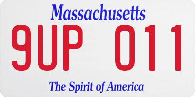 MA license plate 9UP011