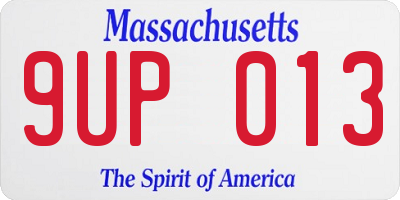 MA license plate 9UP013