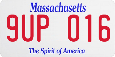 MA license plate 9UP016