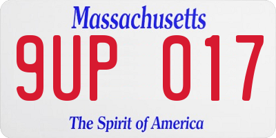 MA license plate 9UP017