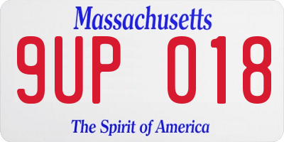 MA license plate 9UP018