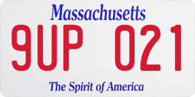 MA license plate 9UP021