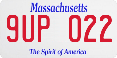 MA license plate 9UP022
