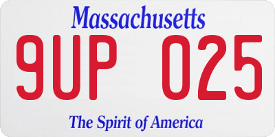 MA license plate 9UP025