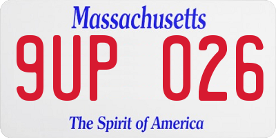 MA license plate 9UP026