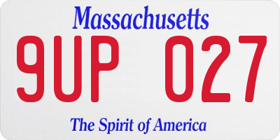 MA license plate 9UP027
