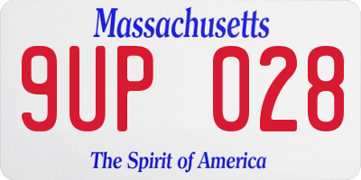 MA license plate 9UP028