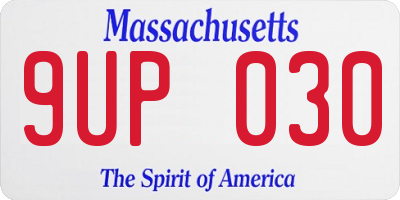 MA license plate 9UP030