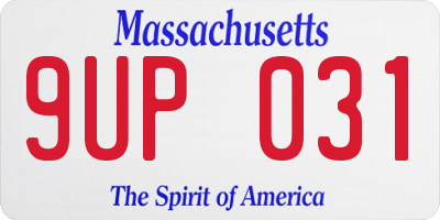 MA license plate 9UP031
