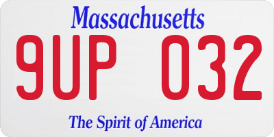 MA license plate 9UP032