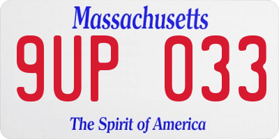 MA license plate 9UP033