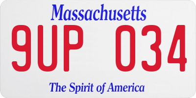 MA license plate 9UP034