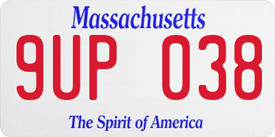 MA license plate 9UP038