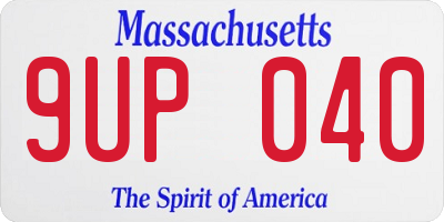 MA license plate 9UP040