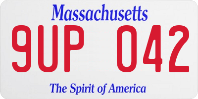 MA license plate 9UP042