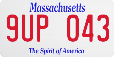 MA license plate 9UP043