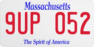 MA license plate 9UP052
