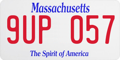 MA license plate 9UP057