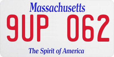 MA license plate 9UP062