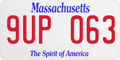 MA license plate 9UP063