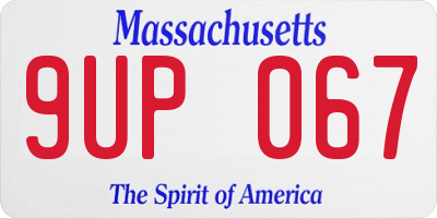 MA license plate 9UP067