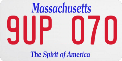 MA license plate 9UP070