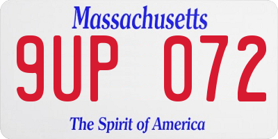 MA license plate 9UP072