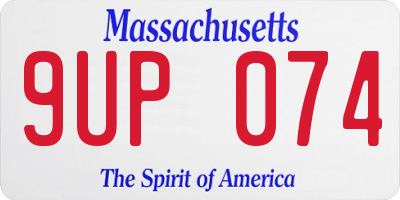 MA license plate 9UP074