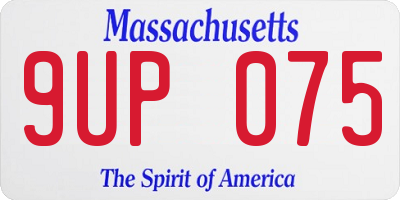 MA license plate 9UP075