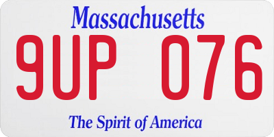 MA license plate 9UP076