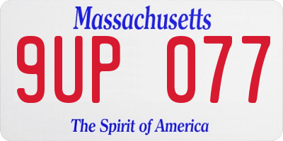 MA license plate 9UP077
