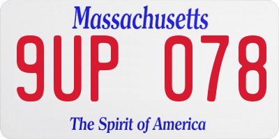 MA license plate 9UP078