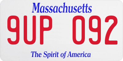 MA license plate 9UP092