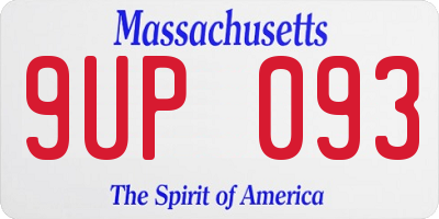 MA license plate 9UP093
