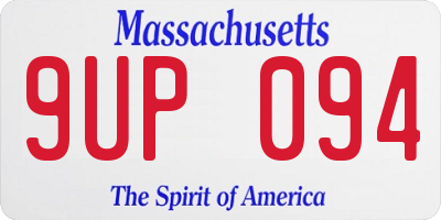 MA license plate 9UP094