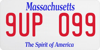 MA license plate 9UP099