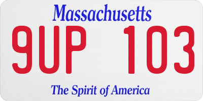 MA license plate 9UP103