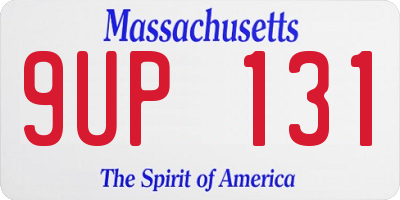 MA license plate 9UP131