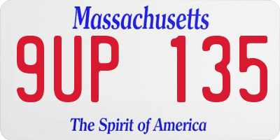 MA license plate 9UP135