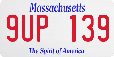 MA license plate 9UP139