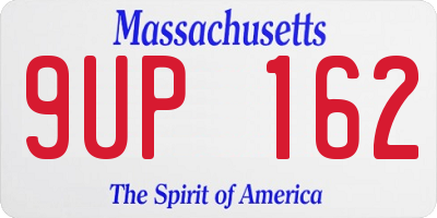 MA license plate 9UP162