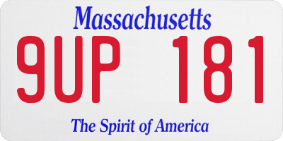 MA license plate 9UP181