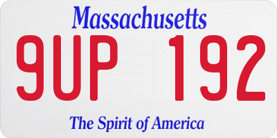 MA license plate 9UP192