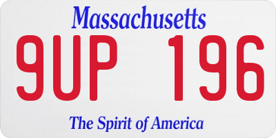 MA license plate 9UP196