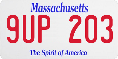 MA license plate 9UP203